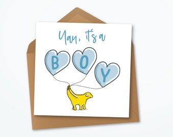 Baby Boy Card, It's a Boy, Baby Card Animals