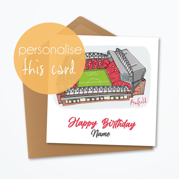 Liverpool FC Personalised Card, Birthday,