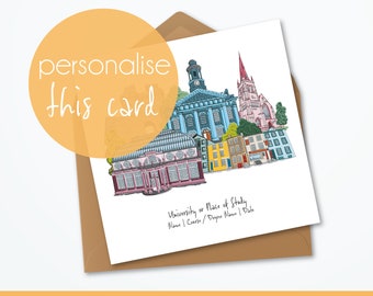 Lancaster Graduation Skyline Personalised Card