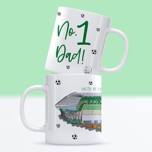 Celtic FC Dad Football Mug, Father&#39;s Day Gift, Celtic Park Stadium