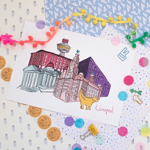 Liverpool Skyline Illustration Print