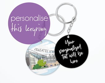 Personalised Newcastle Utd Football keyring, Kids Bag Tag