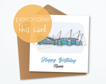 Manchester City Personalised Card, Birthday,