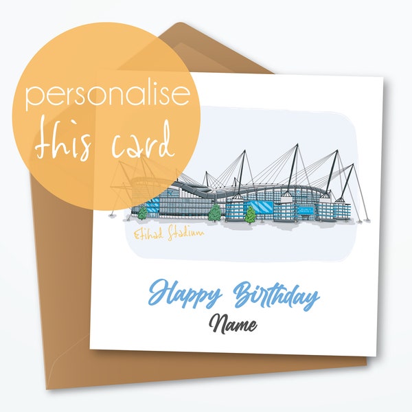 Manchester City Personalised Card, Birthday,