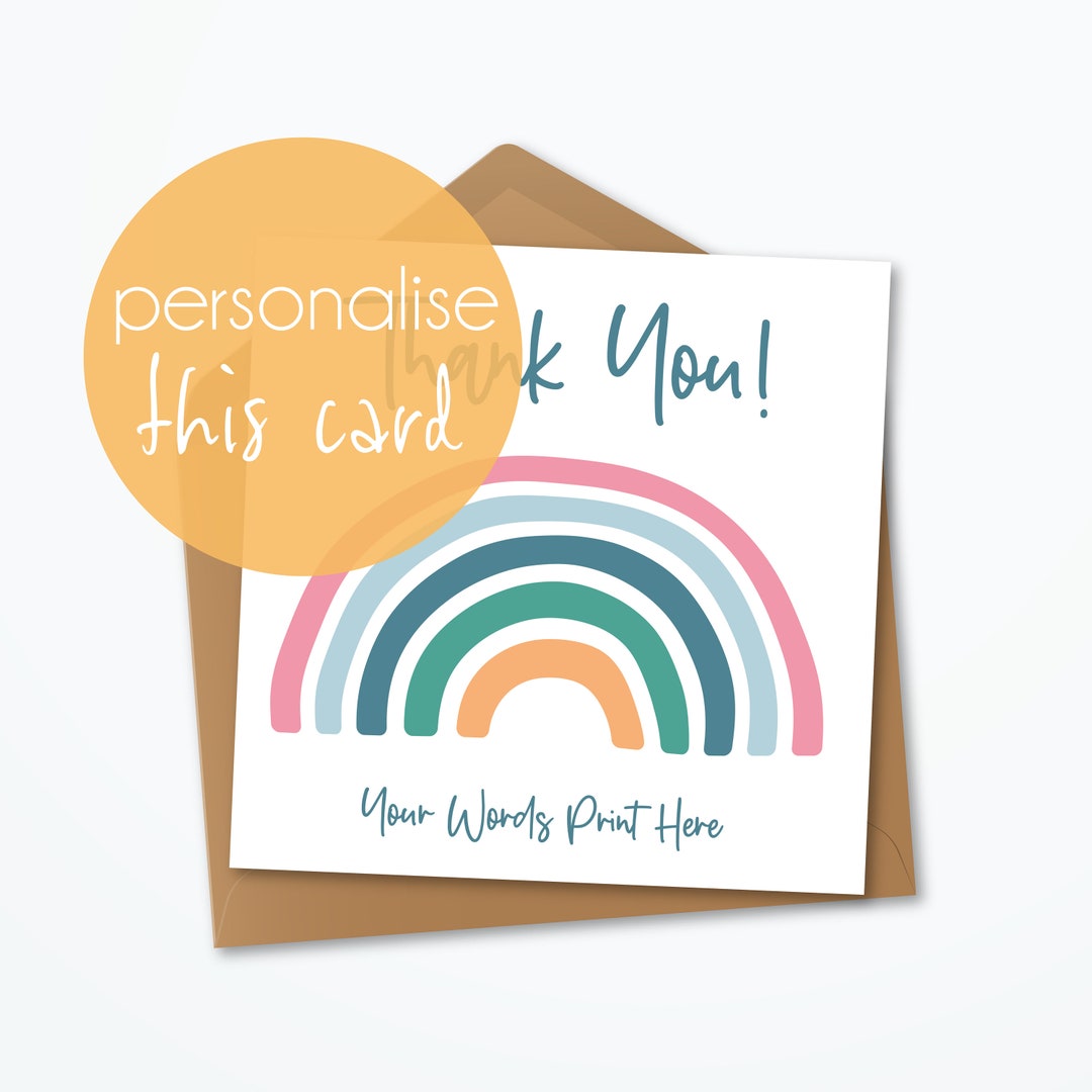 Thank You Personalised Card, Rainbow Greetings, Leaving School Card ...