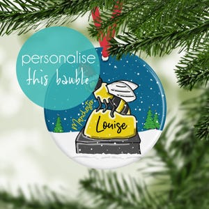 Personalised Manchester Bee Bauble, Ceramic Keepsake Gift, Tree Decoration