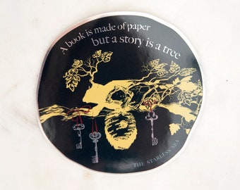 A Story is a Tree - The Starless Sea Sticker - Book Lovers - Bee Key Sword - Glossy Mirror Finish - LGBTQ Literature - Literary Landscaper