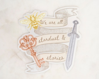 We Are All Stardust and Stories - The Starless Sea Matte Mirror Sticker - LGBTQ Literature - Bee Key Sword - Night Circus