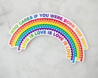 Who Cares if We Were Born This Way - Choice is Valid - Duality - Happy Queer Joy Sticker - LGBTQ Pride - Heart Sticker - Gay Pride - WLW