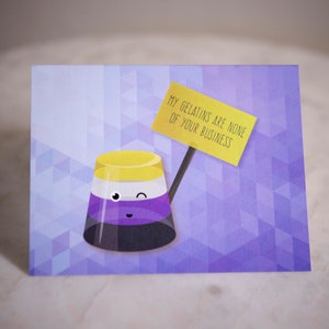 Gelatinen Enby NB Niet-binaire kaart - Jello Funny Educational Card - Blank Inside - Wenskaart - LGBTQ Queer Pride - Xe/Xem zij/hen