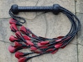 Gorgeous RED ROSE Leather Flogger - Cat of 9 Tails Happy Valentine's & Sweetest Day