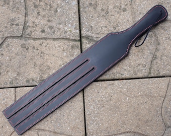 Long Black Leather Paddle, Handmade Genuine Leather Spanking Paddle, BDSM Impact Toy, Discipline Paddle, Adult Fetish Gear