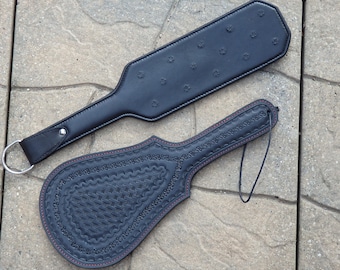 Leather Paddle: Tooled GUITAR or TINY SPIKES