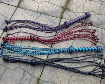 Flogger de cuero ROLLING THUNDER de 9 colas - Colas trenzadas