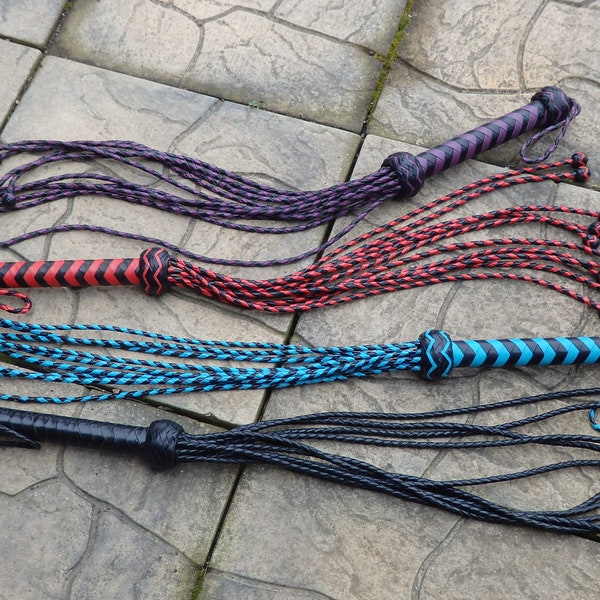 ROLLING THUNDER Leather Flogger Cat Of 9 TAILS - Braided Plaited Tails