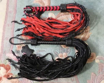 Leather Flogger GATED Barbed BARB WIRE Cat of 9 Tails - Thorn Thorny