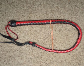 NUOVA frusta VIPER Cat Whip in pelle nera/rossa a coda singola Felice Anno Nuovo