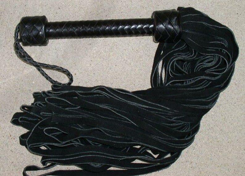NEW HEAVY Black Purple or Red Leather Flogger Suede - 72 Tails - THUDDY and Amazing Black