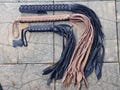 BIG or Mini MAX HEAVY Thuddy Black or Brown Thick Leather Flogger Tails - Corset Handle - Horse Trainer
