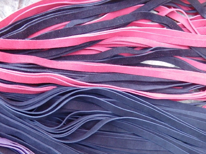 NEW HEAVY Black Purple or Red Leather Flogger Suede - 72 Tails - THUDDY and Amazing image 3