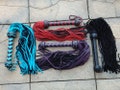 Thuddy Leather Flogger NEW White Black Red Purple Turquoise Teal 70 Tail Whip - GORGEOUS