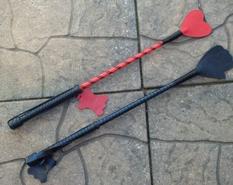 SHORT HEART or HAND Love Leather Riding Crop Quirt Equestrian - Sweetheart Stick Bullwhip Valentine's Day