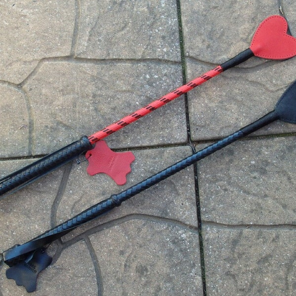 SHORT HEART or HAND Love Leather Riding Crop Quirt Equestrian - Sweetheart Stick Bullwhip Valentine's Day
