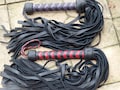 MR THUDDY Purple Red or Black PREMIUM Leather Flogger - High Quality Tails Falls