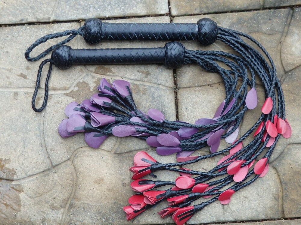 Nouveau fouet en cuir personnalisé Rose Violet Black Whip jeu BDSM