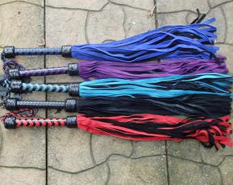 NEW THUDDY Leather Flogger Red/Purple/Black/Blue/Turquoise/Teal/Grey/Gray Grain - HEFTY and Amazing