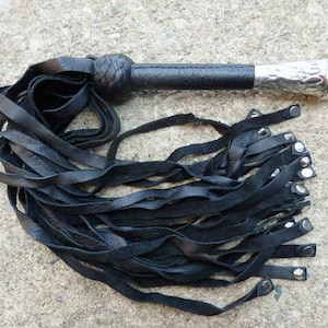 Gorgeous Dr DOOM Leather Studded Flogger with METAL HANDLE Falls with Studs