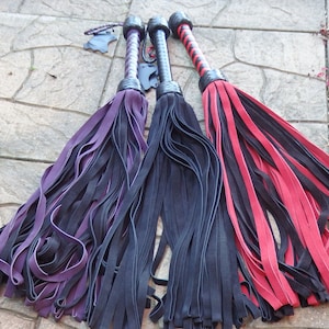 NEW HEAVY Black Purple or Red Leather Flogger Suede - 72 Tails - THUDDY and Amazing