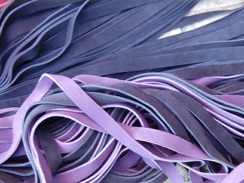 NEW HEAVY Black Purple or Red Leather Flogger Suede - 72 Tails - THUDDY and Amazing image 4