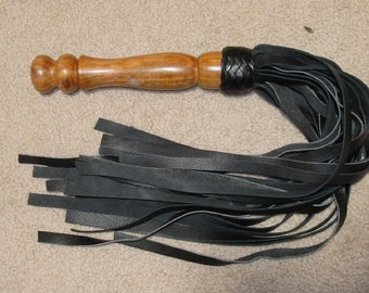 THUDDY Black Leather Flogger Cat Of 9 TAILS NEW Soft Leather Tails Falls