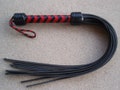 New BLACK & RED RUBBER Tail Flogger - Cat Of 9 Tails - Nine Whip