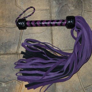 NEW HEAVY Black Purple or Red Leather Flogger Suede - 72 Tails - THUDDY and Amazing Purple