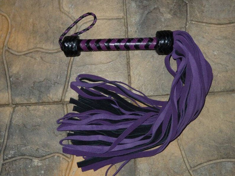 NEW HEAVY Black Purple or Red Leather Flogger Suede - 72 Tails - THUDDY and Amazing Purple