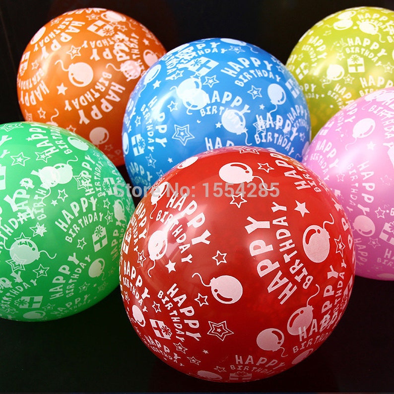 100pcslot 12inch Birthday Party Decoration Ballons Latex Round helium Balloon happy birthday printed balls globos