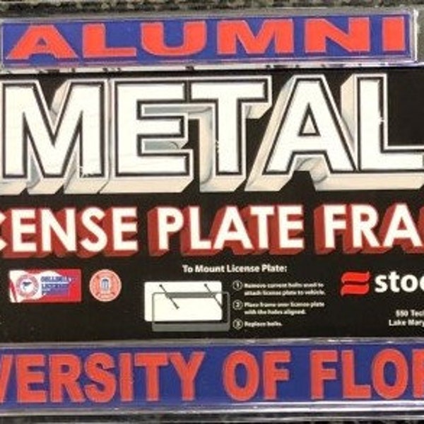 University of Florida Alumni Orange on Blue Acrylic on Metal License Plate Frame Officially licensed product