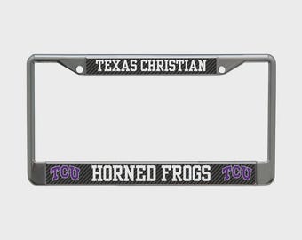 TCU Horned Frogs Carbon Metal License Plate Frame Officially Licensed Product