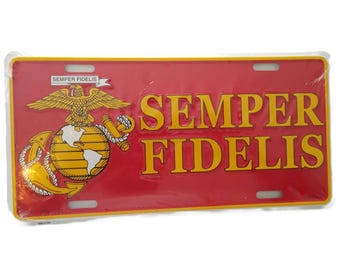 Elektroplate Portatarga Ufficiale US Marines – Semper Fi – In Metallo Cromato Con Elementi 3D, Omologato USA, Antitempo – Accessorio Auto, SUV, Camion