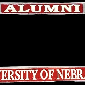 University of Nebraska Alumni Raised Letters Chrome License Plate Frame Officially licensed by the NCAA