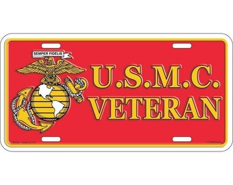 United States Marine Corps Veteran Embossed License Plate Officially Licensed Product