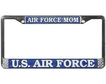 United States Air Force Mom Raised Letters Chrome License Plate Frame Officially Licensed by the Air Force