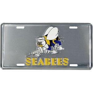 United States Navy Seabees with Full Color Logo Embossed License Plate Officially Licensed Product