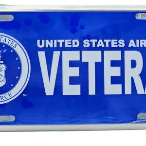 United States Air Force Veteran in Silver on Blue Embossed License Plate Officially licensed Product