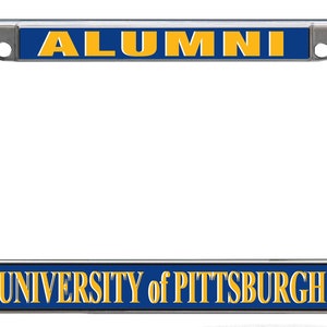 University of Pittsburgh Alumni on Blue Background Chrome License Plate Frame Officially licensed product