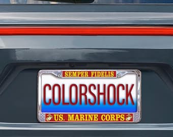 United States Marine Corps Semper Fidelis Metal License Plate Frame Officially Licensed Product (Exclusive Design)