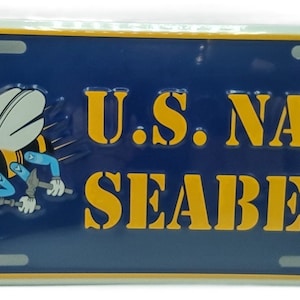United States Navy Seabees Embossed License Plate Officially Licensed Product