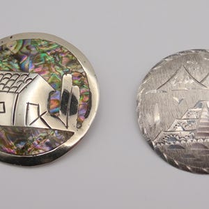 Pair of Vintage Mexican Silver Brooch/Pendants